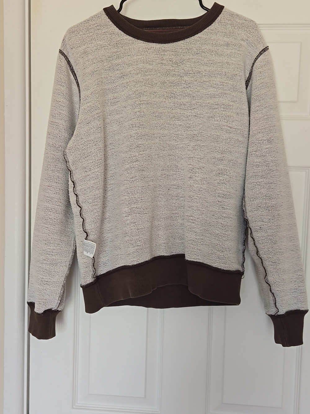 H&M Divided Striped Sweatshirt Brown Maroon Olive Crewneck Mens L - Picture 6 of 10